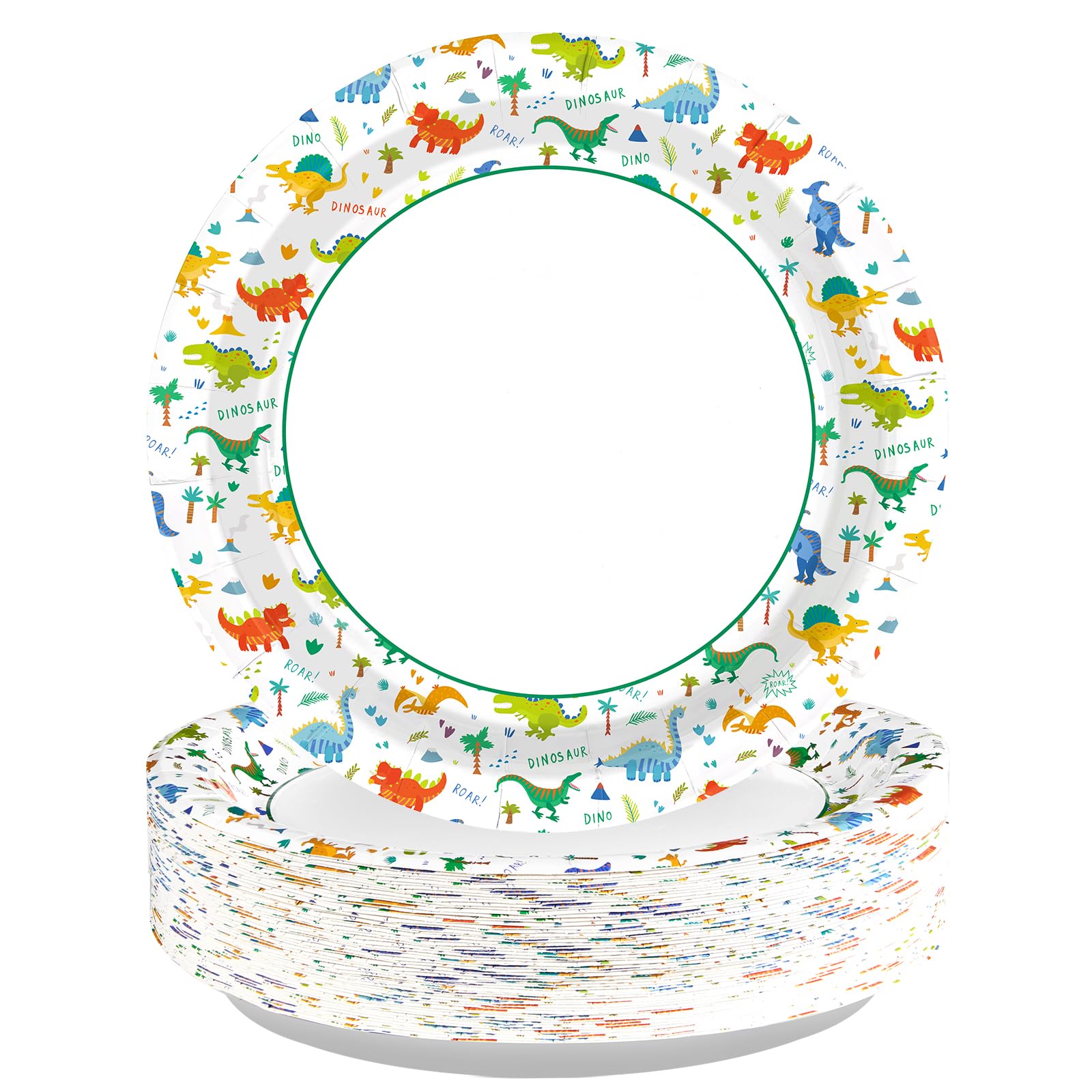 100 Pcs Dinosaur Party Paper Plates - Grencian