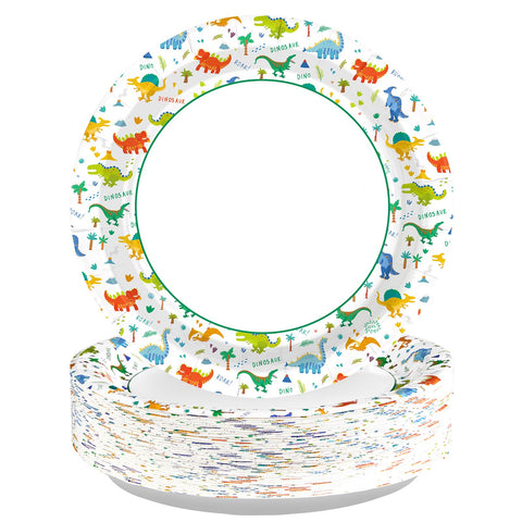 100 Pcs Dinosaur Party Paper Plates - Grencian