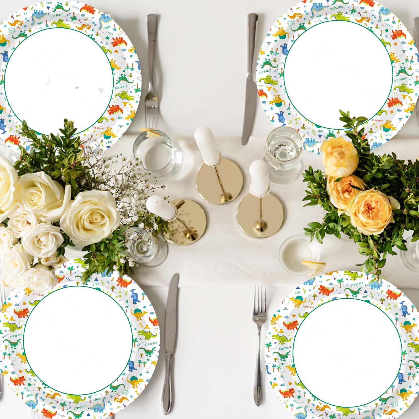 100 Pcs Dinosaur Party Paper Plates - Grencian