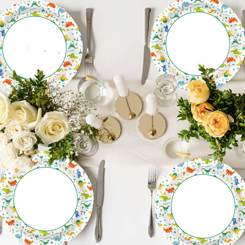 100 Pcs Dinosaur Party Paper Plates - Grencian