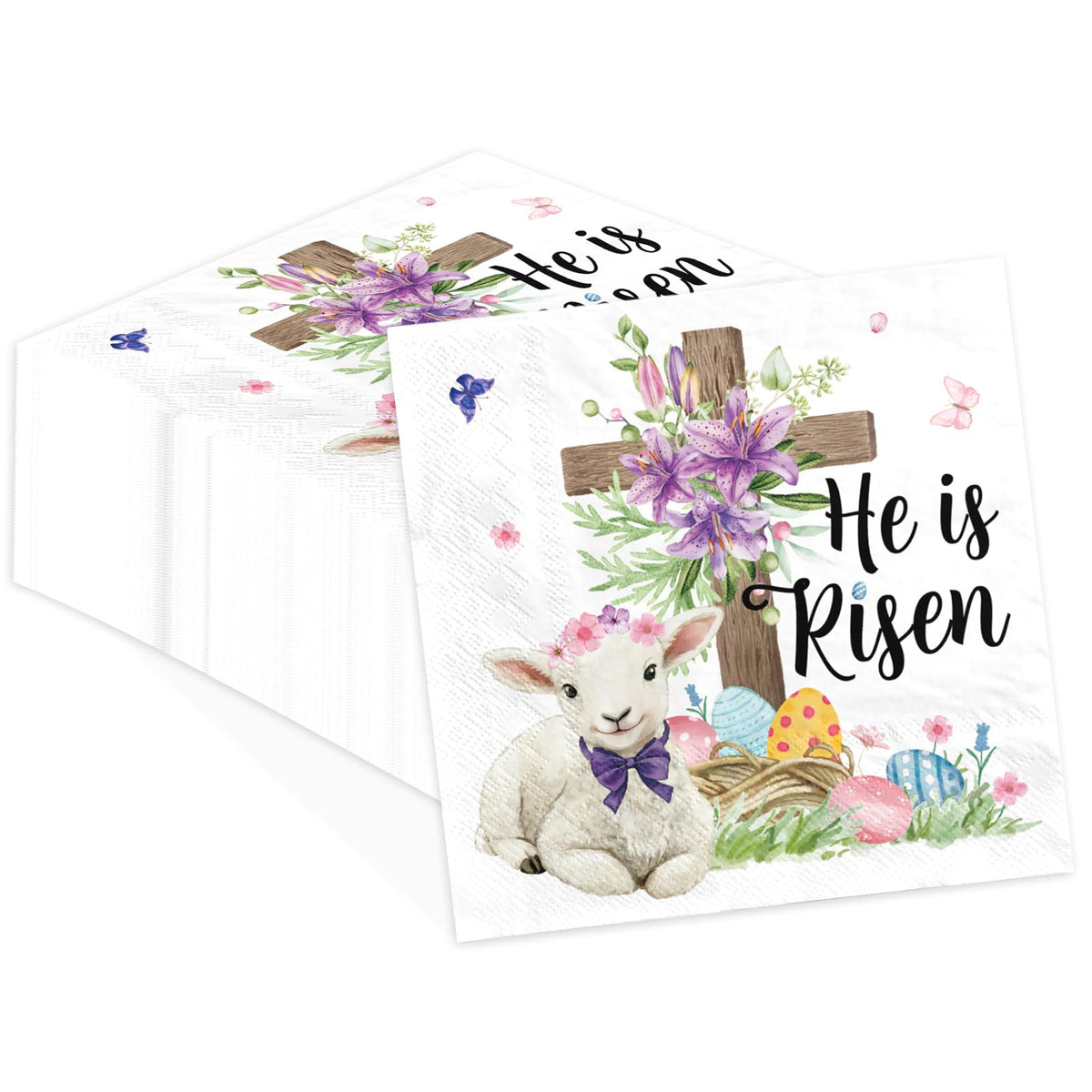 100 Pcs Easter Sheep Square Party Napkins