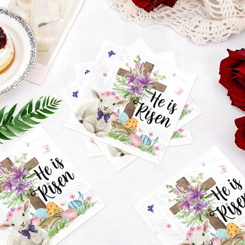 100 Pcs Easter Sheep Square Party Napkins