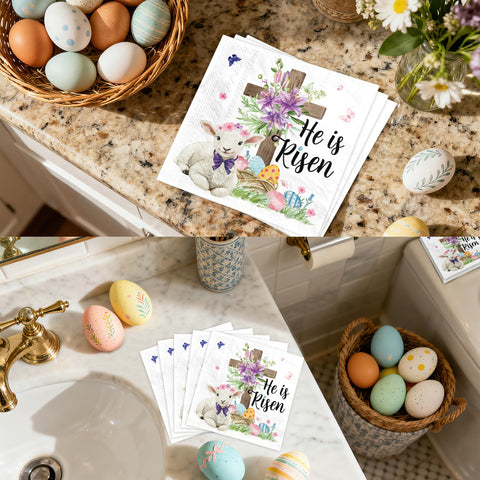 100 Pcs Easter Sheep Square Party Napkins
