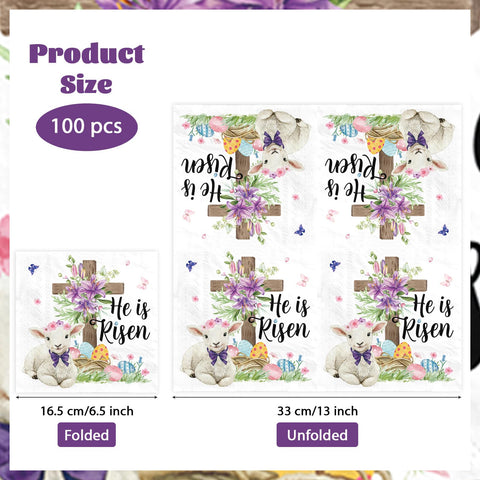 100 Pcs Easter Sheep Square Party Napkins