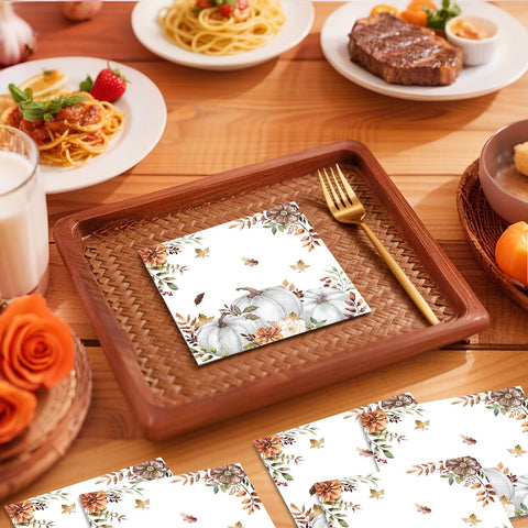 100 Pcs Fall White Pumpkin Party Napkins - Grencian