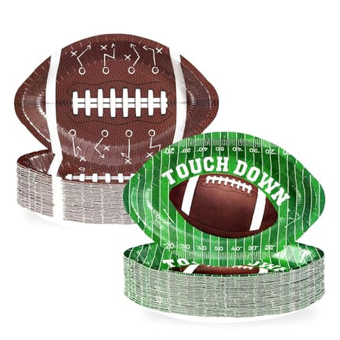 100 Pcs Football Oval Party Paper Plates - Grencian