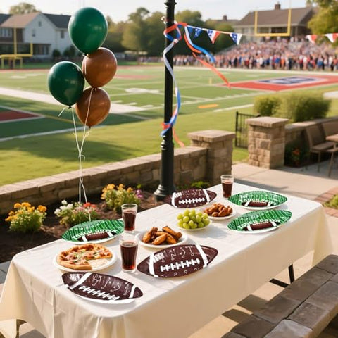 100 Pcs Football Oval Party Paper Plates - Grencian