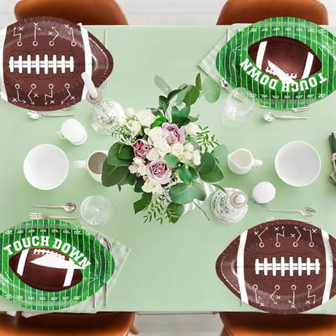 100 Pcs Football Oval Party Paper Plates - Grencian