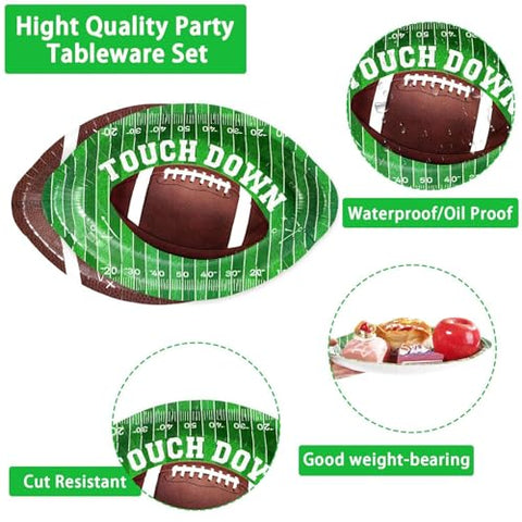 100 Pcs Football Oval Party Paper Plates - Grencian