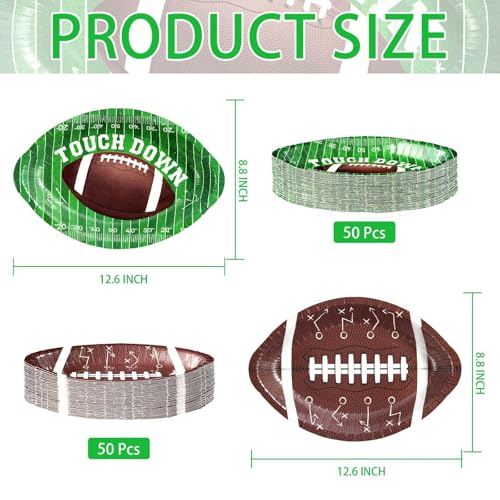 100 Pcs Football Oval Party Paper Plates - Grencian