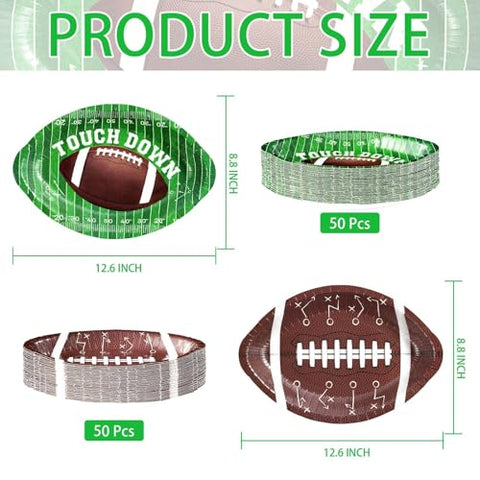 100 Pcs Football Oval Party Paper Plates - Grencian