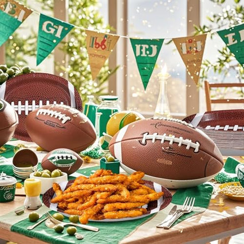 100 Pcs Football Theme Oval Party Paper Plates - Grencian
