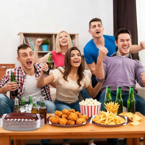 100 Pcs Football Theme Oval Party Paper Plates - Grencian