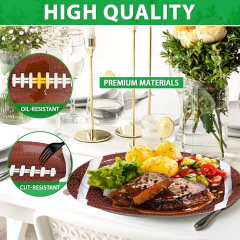 100 Pcs Football Theme Oval Party Paper Plates - Grencian