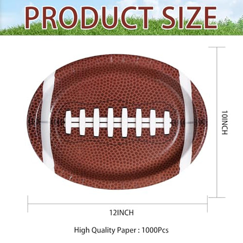 100 Pcs Football Theme Oval Party Paper Plates - Grencian