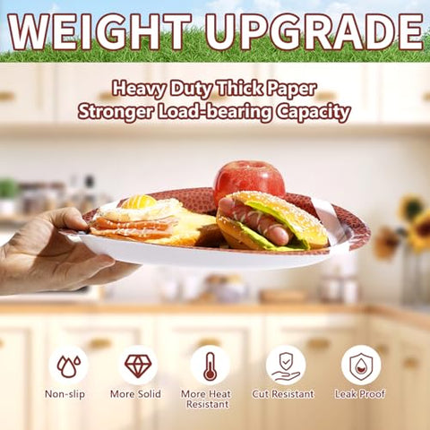 100 Pcs Football Theme Oval Party Paper Plates - Grencian