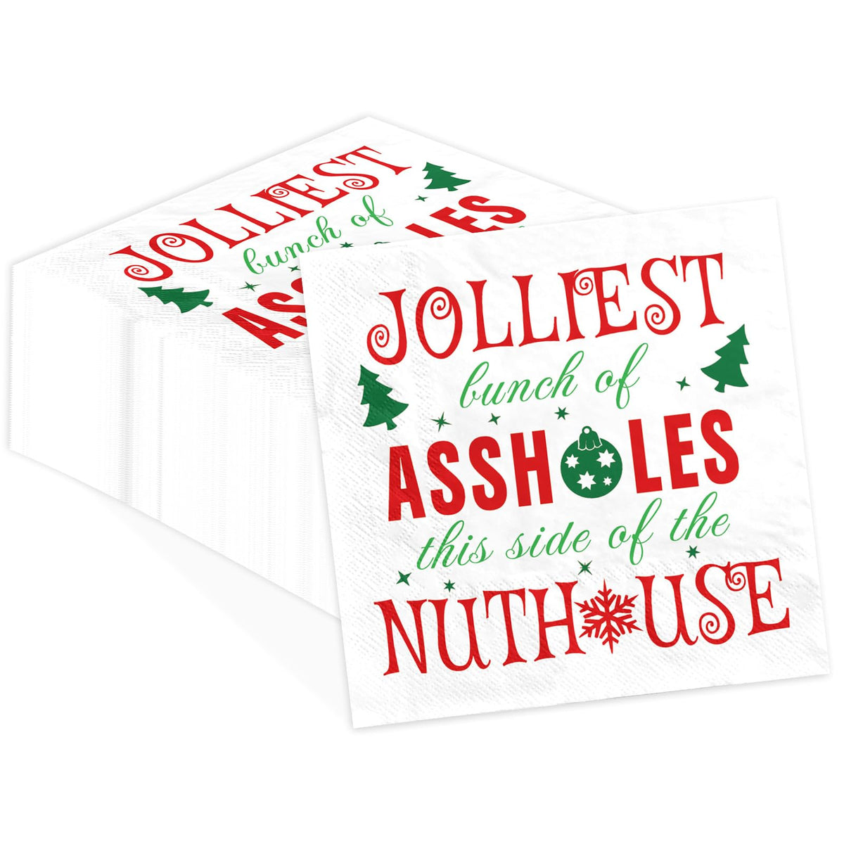 100 Pcs Funny Christmas Square Party Napkins - Grencian