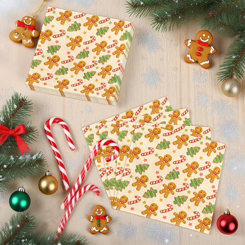 100 Pcs Gingerbread Man Candy Square Party Napkins - Grencian