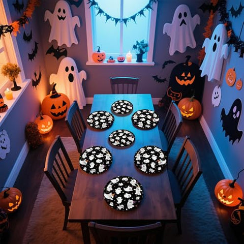 100 Pcs Halloween Ghost Party Paper Plates - Grencian