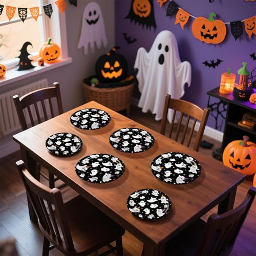 100 Pcs Halloween Ghost Party Paper Plates - Grencian