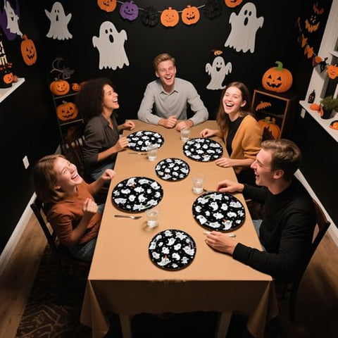 100 Pcs Halloween Ghost Party Paper Plates - Grencian