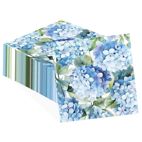 100 Pcs Hydrangea Square Party Napkins 2 Ply - Grencian