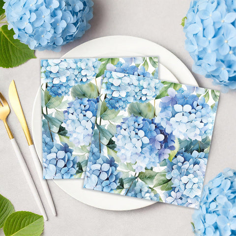100 Pcs Hydrangea Square Party Napkins 2 Ply - Grencian