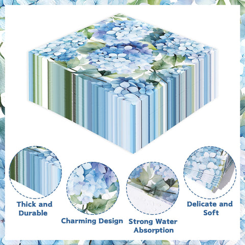 100 Pcs Hydrangea Square Party Napkins 2 Ply - Grencian