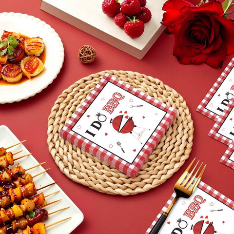 100 Pcs I Do BBQ Square Party Napkins 2 Ply - Grencian