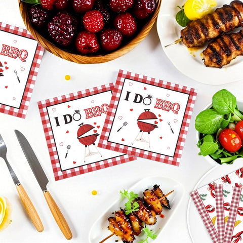 100 Pcs I Do BBQ Square Party Napkins 2 Ply - Grencian