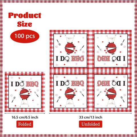 100 Pcs I Do BBQ Square Party Napkins 2 Ply - Grencian
