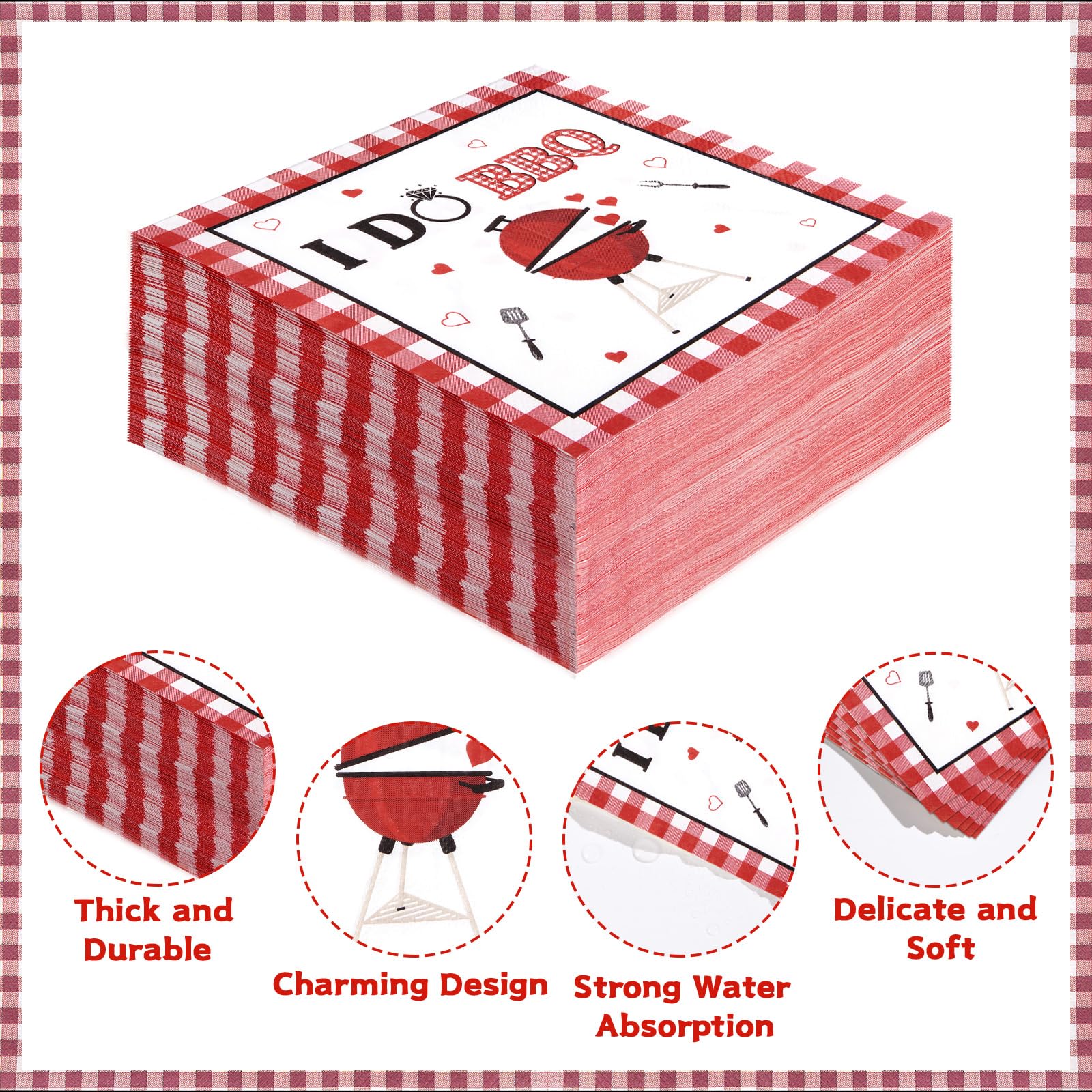 100 Pcs I Do BBQ Square Party Napkins 2 Ply - Grencian