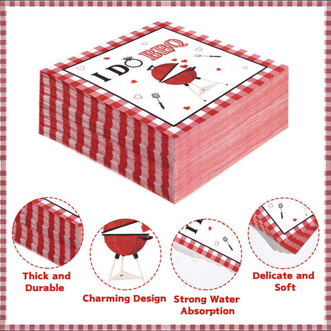 100 Pcs I Do BBQ Square Party Napkins 2 Ply - Grencian