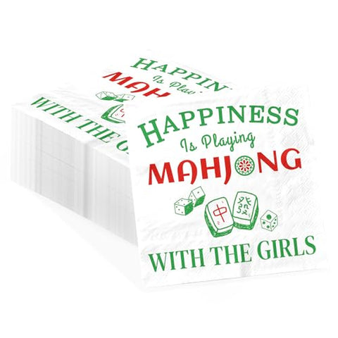 100 Pcs Mah Jong Girls Square Party Napkins - Grencian