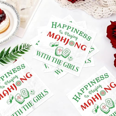 100 Pcs Mah Jong Girls Square Party Napkins - Grencian