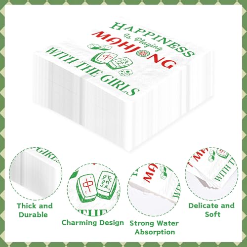 100 Pcs Mah Jong Girls Square Party Napkins - Grencian