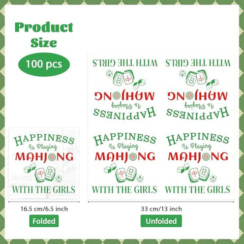 100 Pcs Mah Jong Girls Square Party Napkins - Grencian