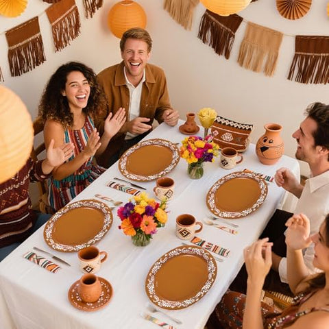 100 Pcs Mexican Cielito Lindo Clay Oval Party Paper Plates - Grencian