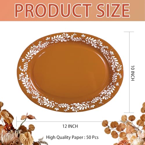 100 Pcs Mexican Cielito Lindo Clay Oval Party Paper Plates - Grencian