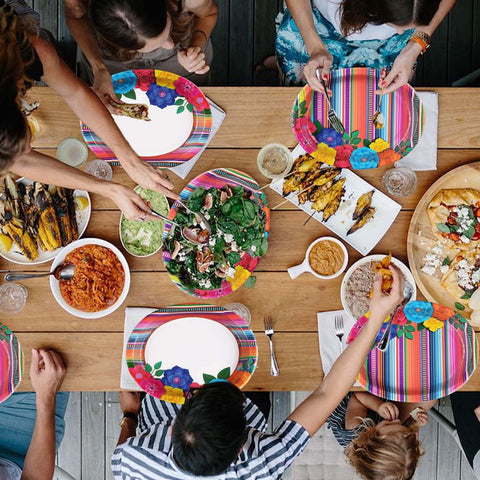 100 Pcs Mexican Fiesta Oval Party Paper Plates - Grencian