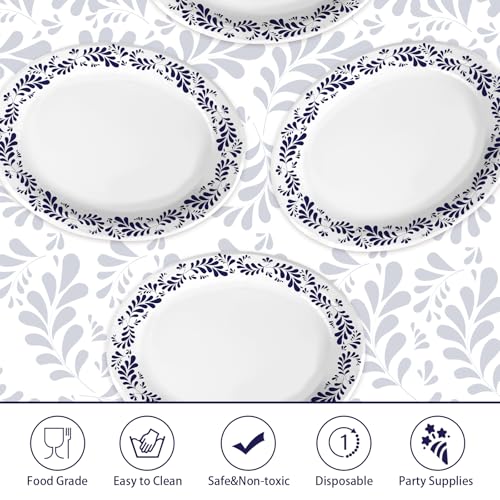 100 Pcs Mexican Talavera Pottery Oval Party Paper Plates - Grencian