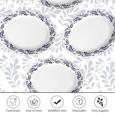 100 Pcs Mexican Talavera Pottery Oval Party Paper Plates - Grencian