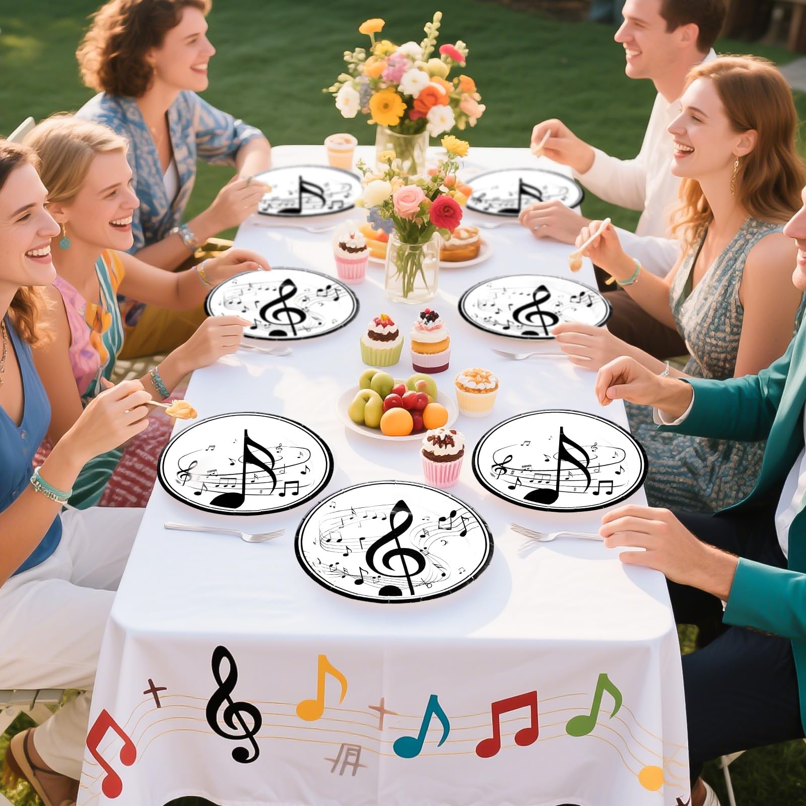 100 Pcs Music Notes Party Paper Plates - Grencian