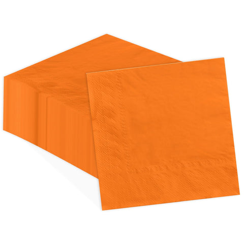 100 Pcs Orange Square Party Napkins - Grencian