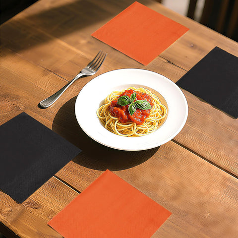 100 Pcs Orange and Black Square Party Napkins - Grencian