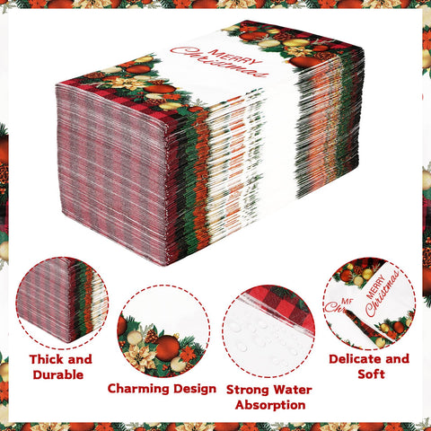 100 Pcs Paper Napkin 3 Ply Christmas Ball - Grencian