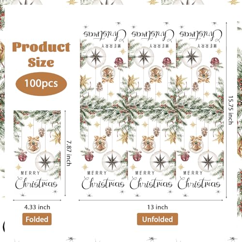 100 Pcs Paper Napkin 3 Ply Christmas Hanging Ball - Grencian