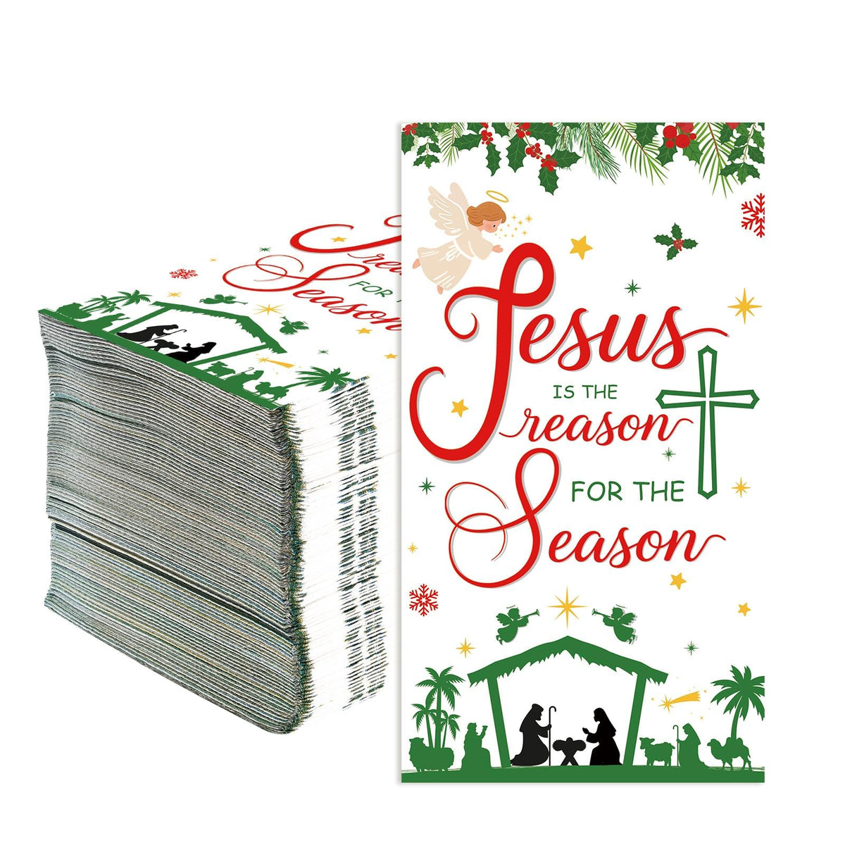 100 Pcs Paper Napkin 3 Ply Christmas Nativity - Grencian