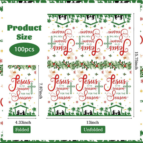 100 Pcs Paper Napkin 3 Ply Christmas Nativity - Grencian