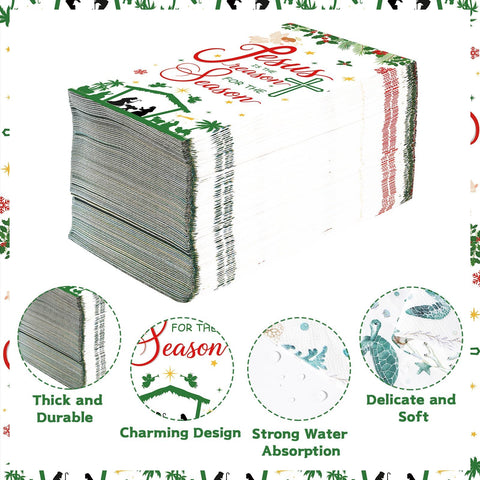 100 Pcs Paper Napkin 3 Ply Christmas Nativity - Grencian